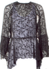 United Arrows JAPAN. Black Cotton/Nylon Floral Print Crew Neck Blouse