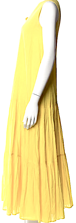 United Arrows  Japan. Sunflower Yellow Cotton Blend V-Neck Long Dress