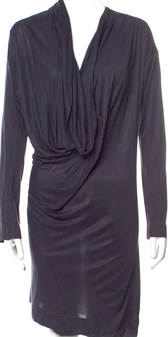 Alexander McQueen UK. McQ. BBlack Studded Crew Neck Pleated Shift Dress