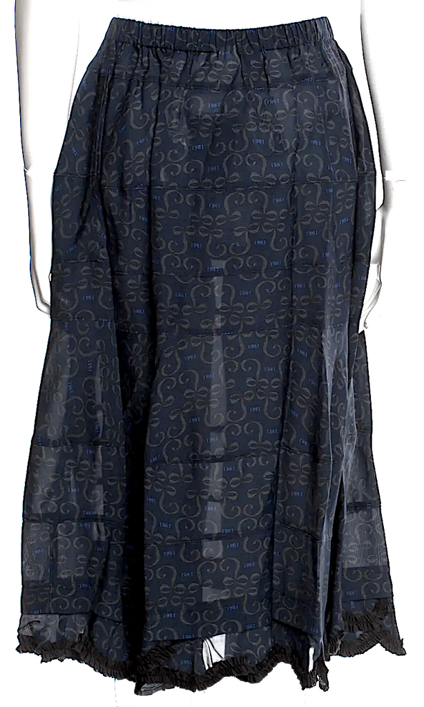 COMME DES GARÇONS Japan. TRICOT. Dark Blue Paisley Print Rayon Flutter Skirt