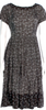 COMME des GARÇONS JAPAN. TRICOT. Grey Pleated Floral Print Bow Accents Midi Length Dress