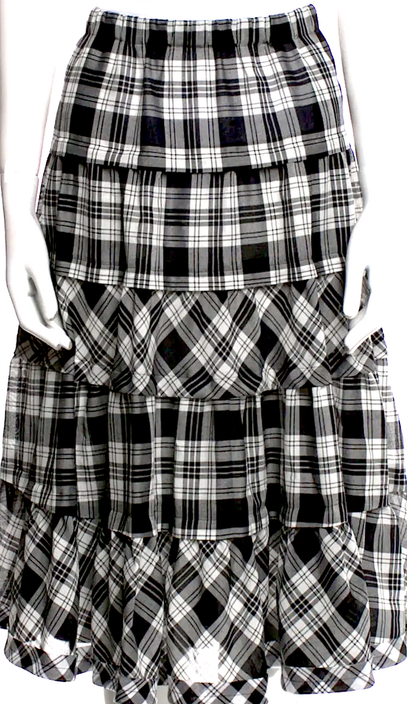 COMME des GARÇONS JAPAN. TRICOT. Plaid Print Knee-Length Skirt