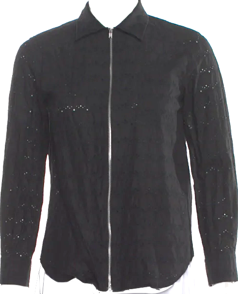 COMME des GARÇONS JAPAN. TRICOT. Black Cotton Patterned Zippered Long Sleeve Top
