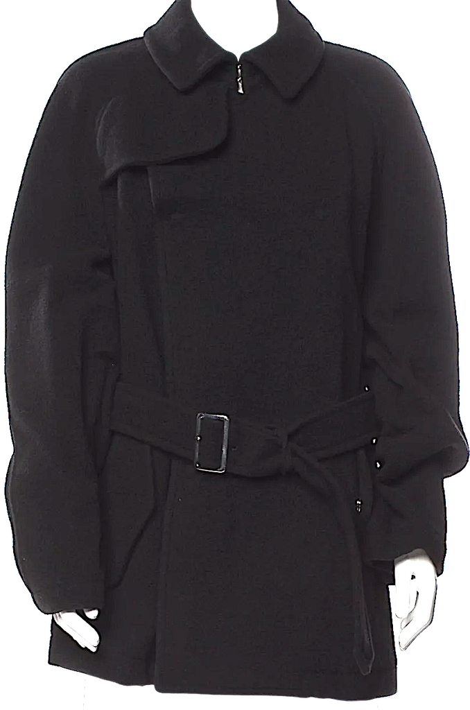 Comme des Garçons Japan. BLACK. Black Wool Belted Coat