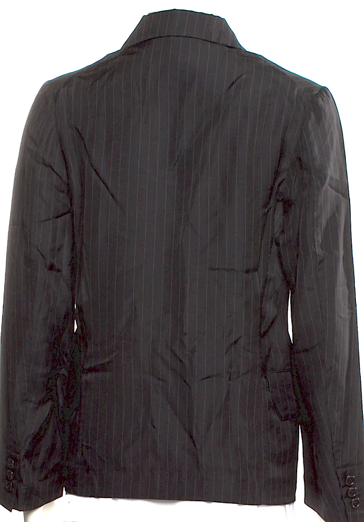 Comme des Garçons Japan. Black Pinstripe Cupro Vintage Long Sleeve Button-Up Blazer/Top