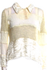 Yoshiki Hishinuma Japan. Vintage Collector's Piece White Rayon, Velvet, Nylon Lace Pattern Blouse