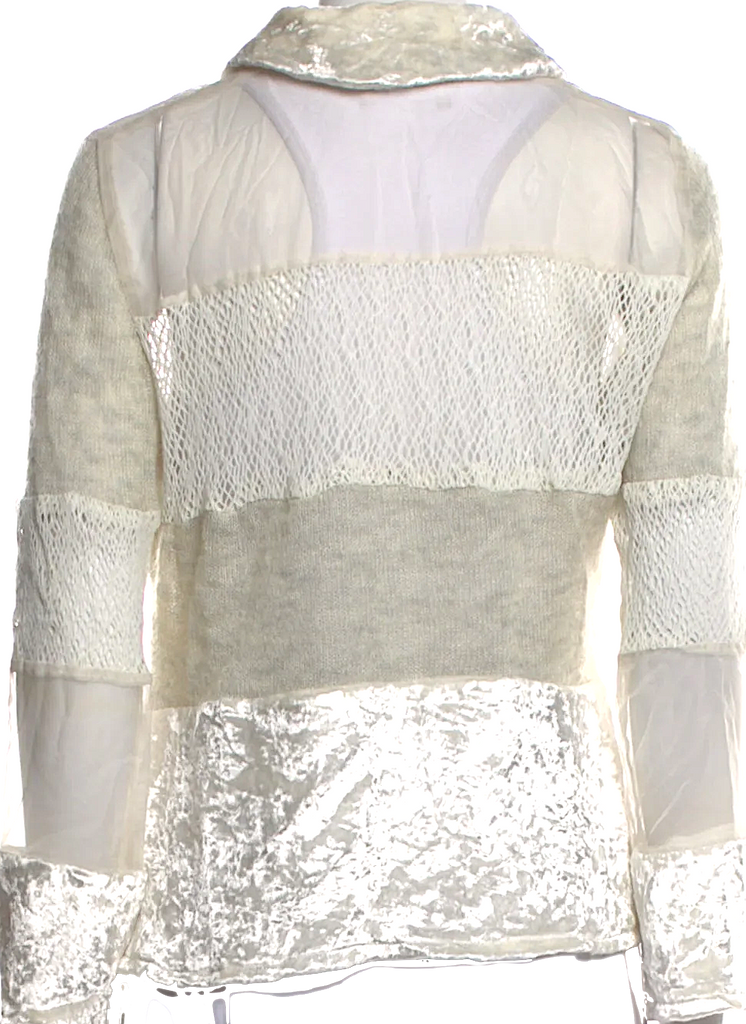 Yoshiki Hishinuma Japan. Vintage Collector's Piece White Rayon, Velvet, Nylon Lace Pattern Blouse