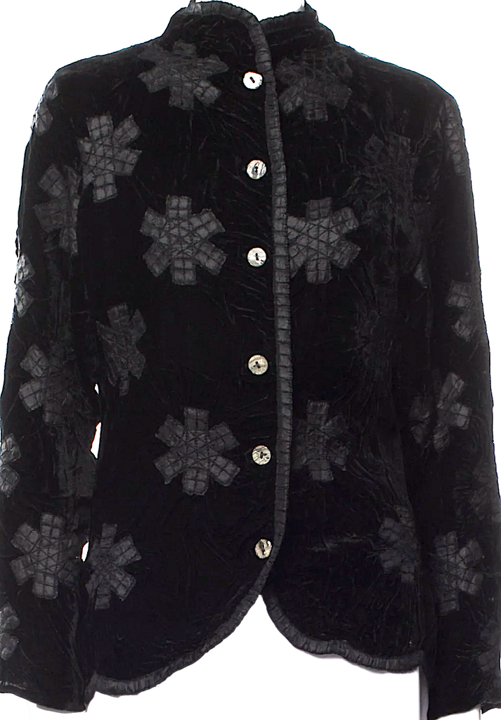 Yoshiki Hishinuma Japan. Vintage Printed Black Rayon Blend Jacket