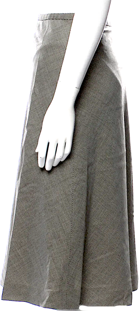 Yves Saint Laurent Rive Gauche Paris. 1990's Collection Vintage Wool Gray Glenn Plaid Knee-Length Skirt