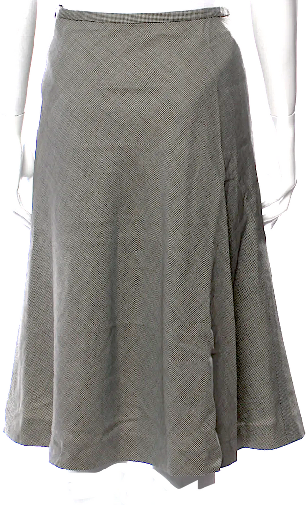 Yves Saint Laurent Rive Gauche Paris. 1990's Collection Vintage Wool Gray Glenn Plaid Knee-Length Skirt