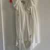 LANVIN Paris Cream Sleeveless Tunic/Dress. Layered Ruffle Front w Tassles