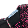 Blumarine Italy. Anna Molinari.  Black Sheer Mesh Blouse with Pink Polka Dots/Ruffle Neckline