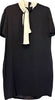 Lanvin PARIS. Black Sheath Dress with White Tie Scarf