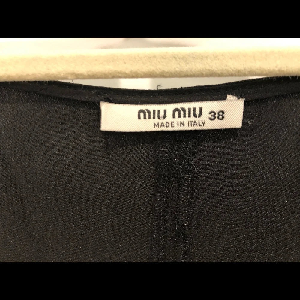 Miu Miu ITALY. Black Silk Dress with Pleats Size IT 38
