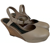 Marni Italy. Gray Leather Wedge Heels w/Strap SZ 38