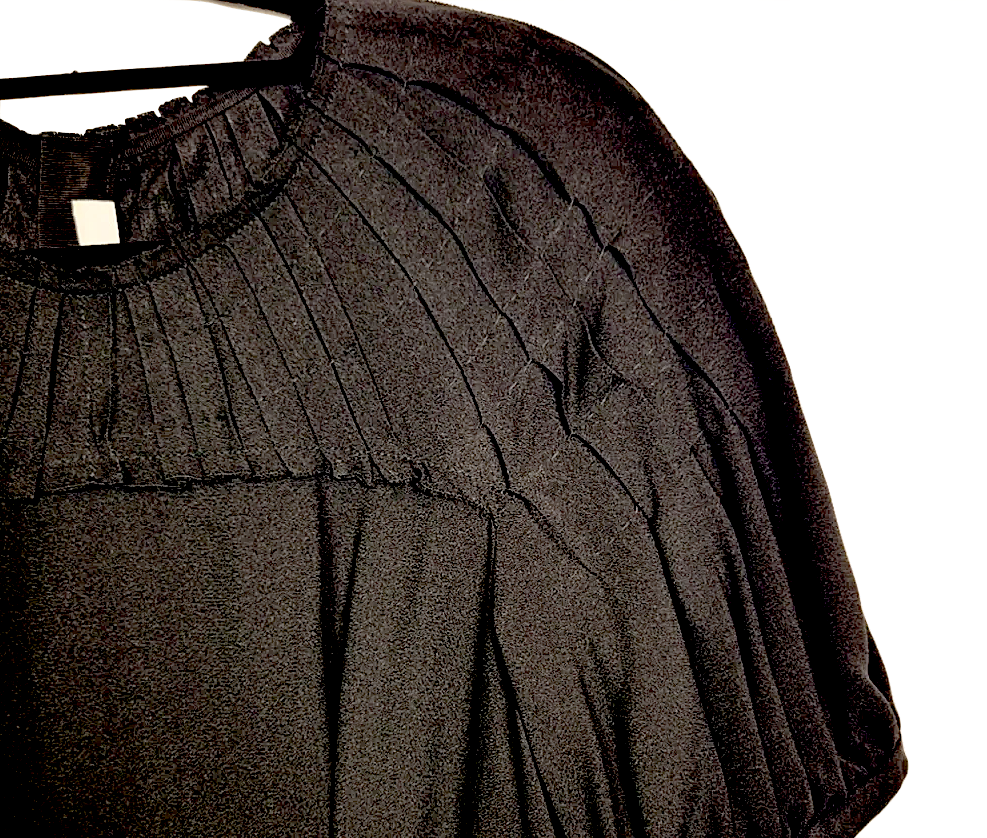 Prada ITALY. Black Cap Sleeve Midi Dress