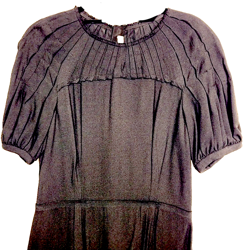 Prada ITALY. Black Cap Sleeve Midi Dress