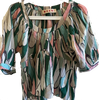 Marni ITALY. Multi-Color Abstract Graphic Print Top 3/4 sleeve