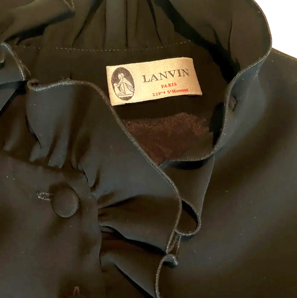 LANVIN PARIS. Black Ruffle Button Dress