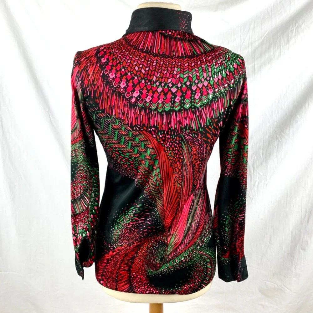 1970s Lanvin Psychedelics Polyester Long Sleeve Top