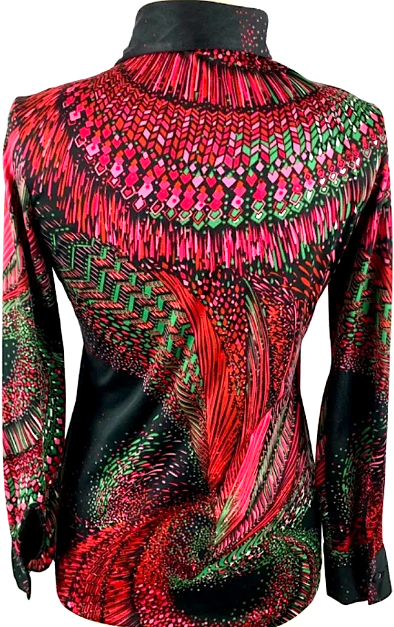 1970s Lanvin Psychedelics Polyester Long Sleeve Top