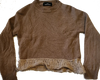 Comme Des Garcons Japan. Brown 100% Wool Ruffle Hem Sweater