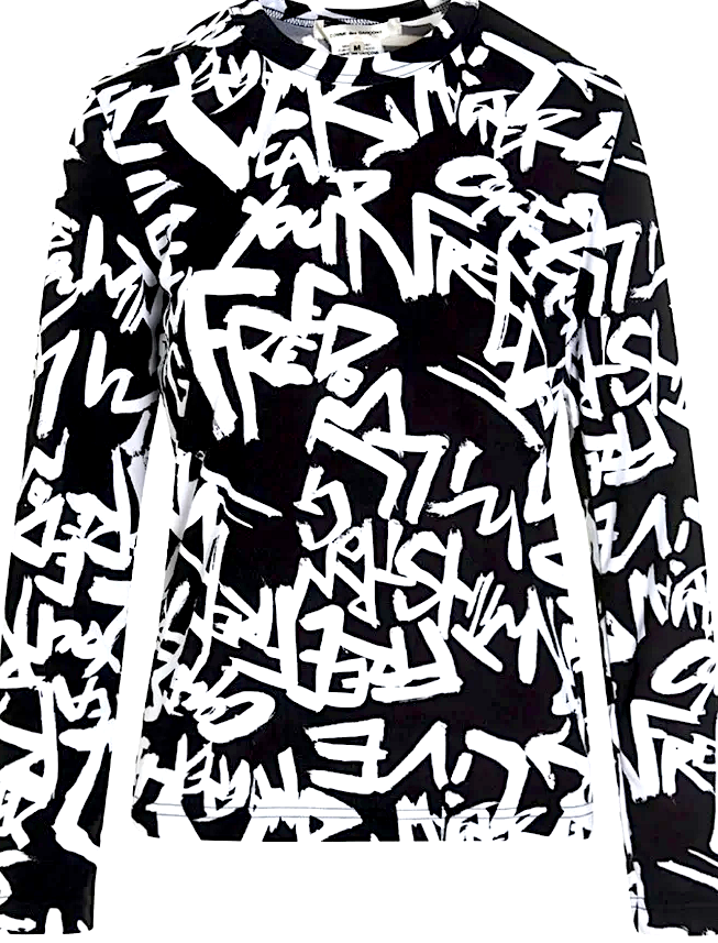 Comme des Garçons Japan. Graffiti Graphic Printed Long Sleeve Shirt
