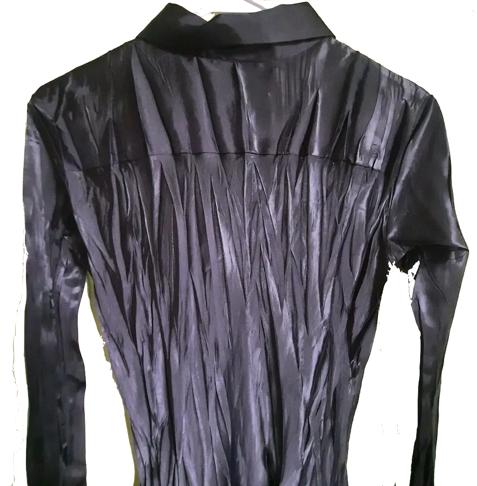 MARITHE + FRANCOIS GIRBAUD PARIS.  Black Zip Up Collar Switching Dress