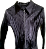 MARITHE + FRANCOIS GIRBAUD PARIS.  Black Zip Up Collar Switching Dress