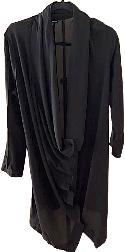 Ann Demeulemeester BELGIUM Black Belted Avant Garde Cowl Neck Button Dress