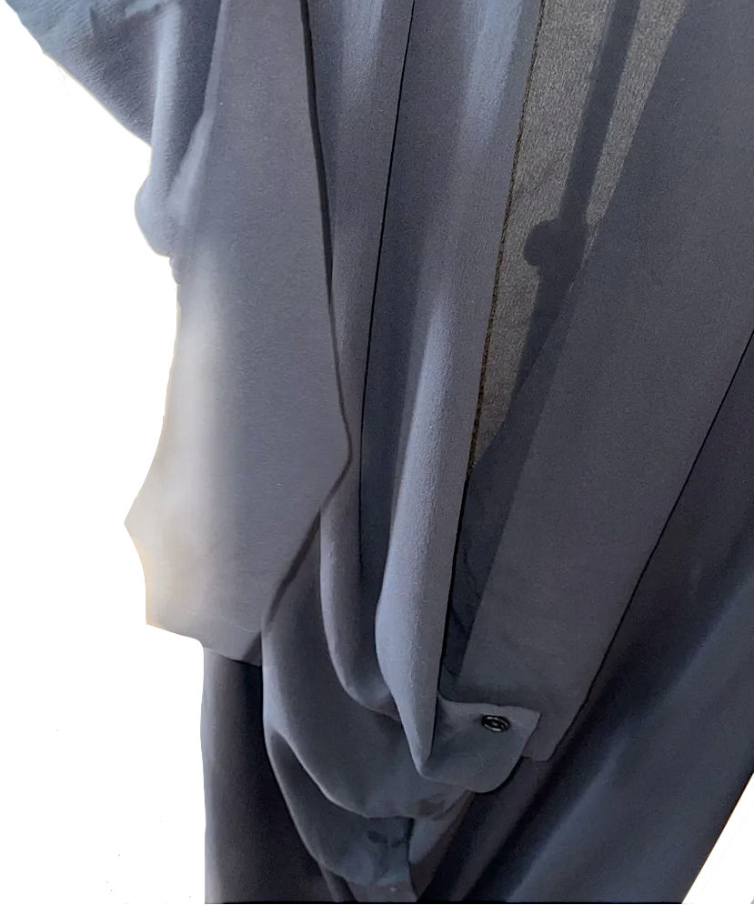 Ann Demeulemeester BELGIUM Black Belted Avant Garde Cowl Neck Button Dress