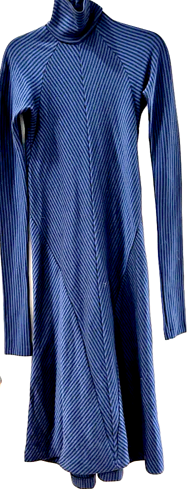 HAIDER ACKERMANN (TOM FORD DESIGNER) BELGIUM. Blue/Black Striped Long Sleeve Dress