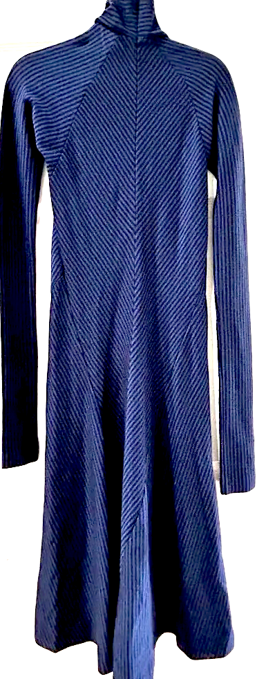 HAIDER ACKERMANN (TOM FORD DESIGNER) BELGIUM. Blue/Black Striped Long Sleeve Dress