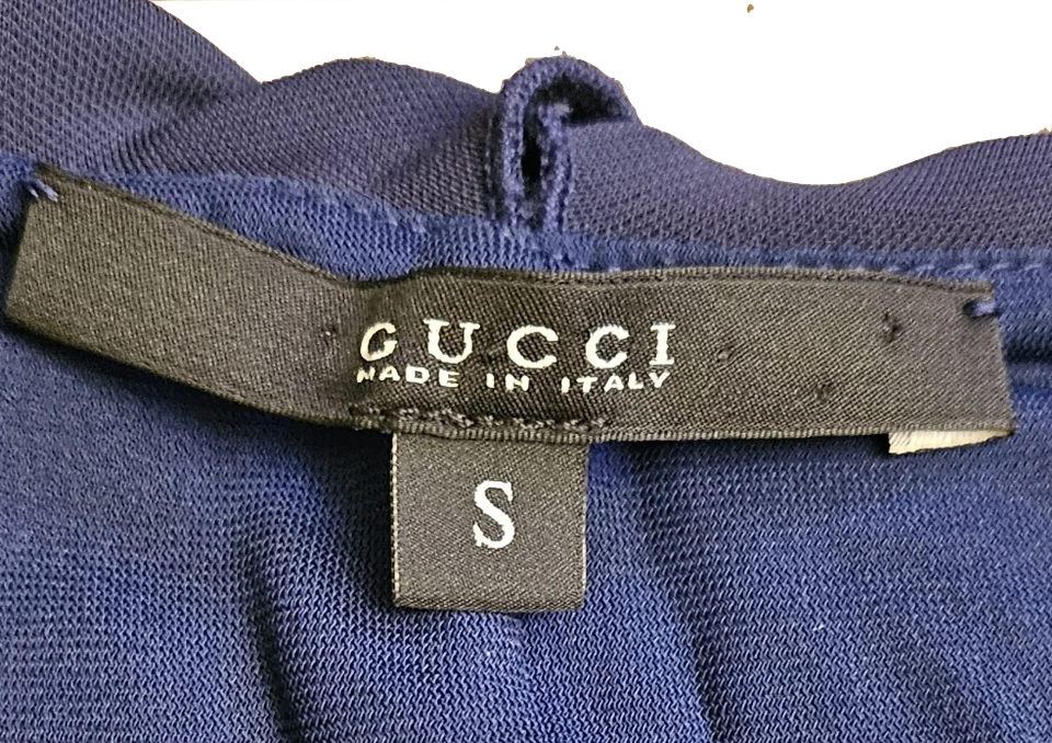 Gucci ITALY. Navy Ruffle Viscose Dress