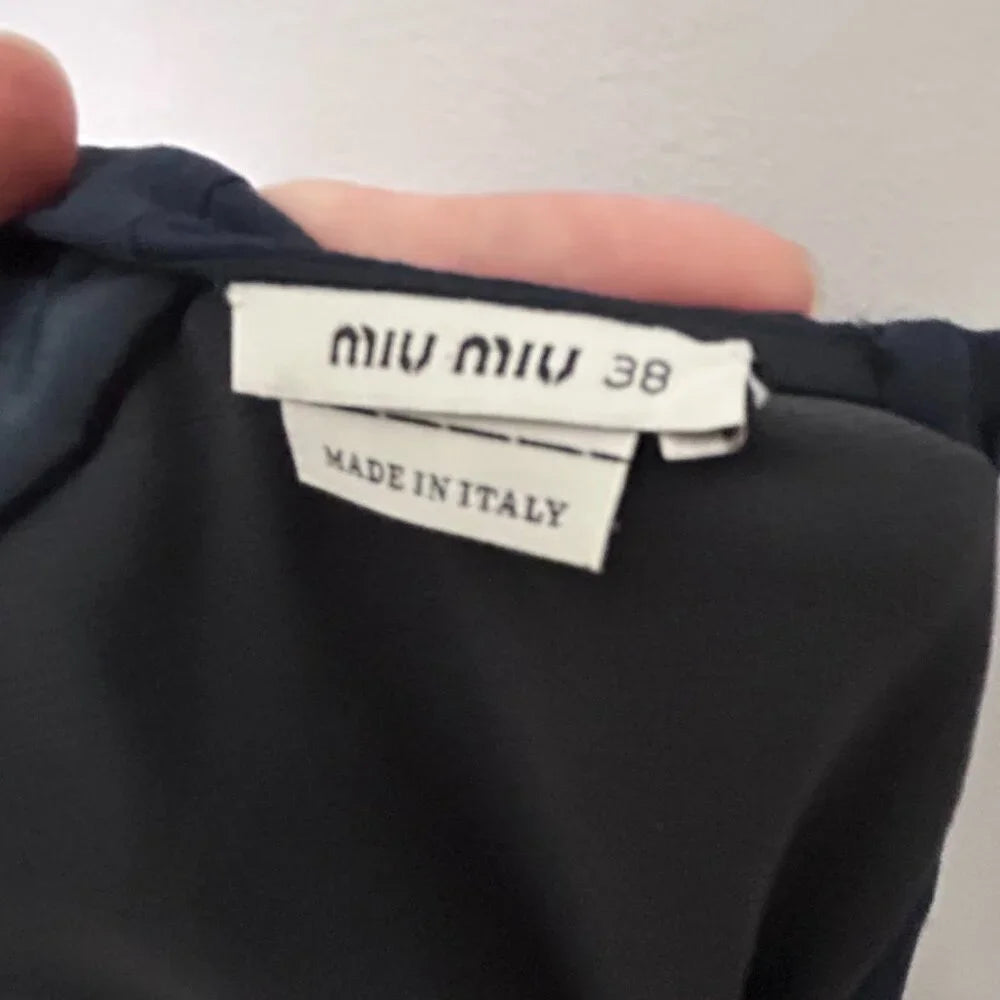 Miu Miu Italy. 2014 COLLECTION. Dark Navy Blue Embellished Beaded Shift Dress