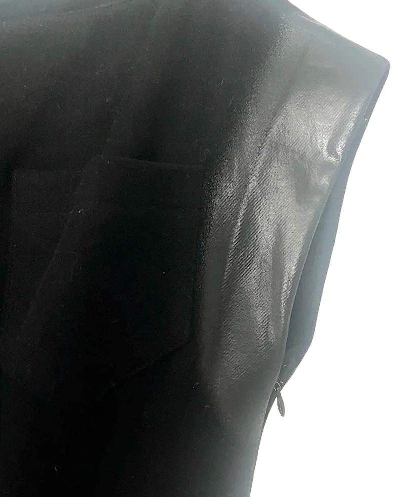 Prada ITALY.  Black Midi Dress with Leather Detail