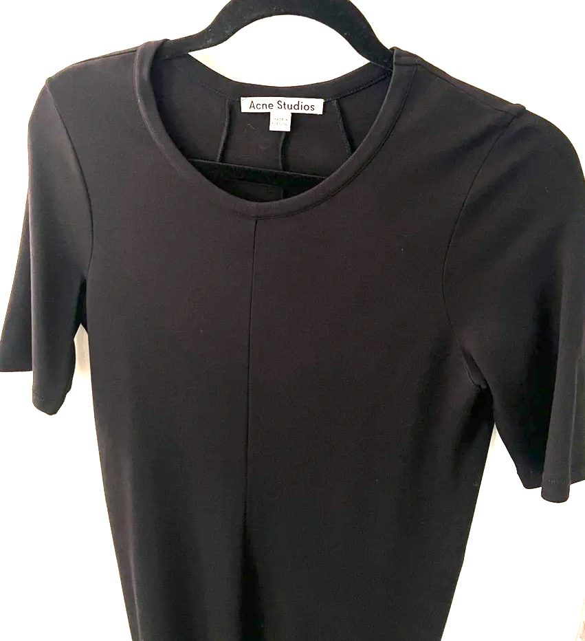 Acne Studios Stockholm. Black Cap Sleeve Jersey Dress