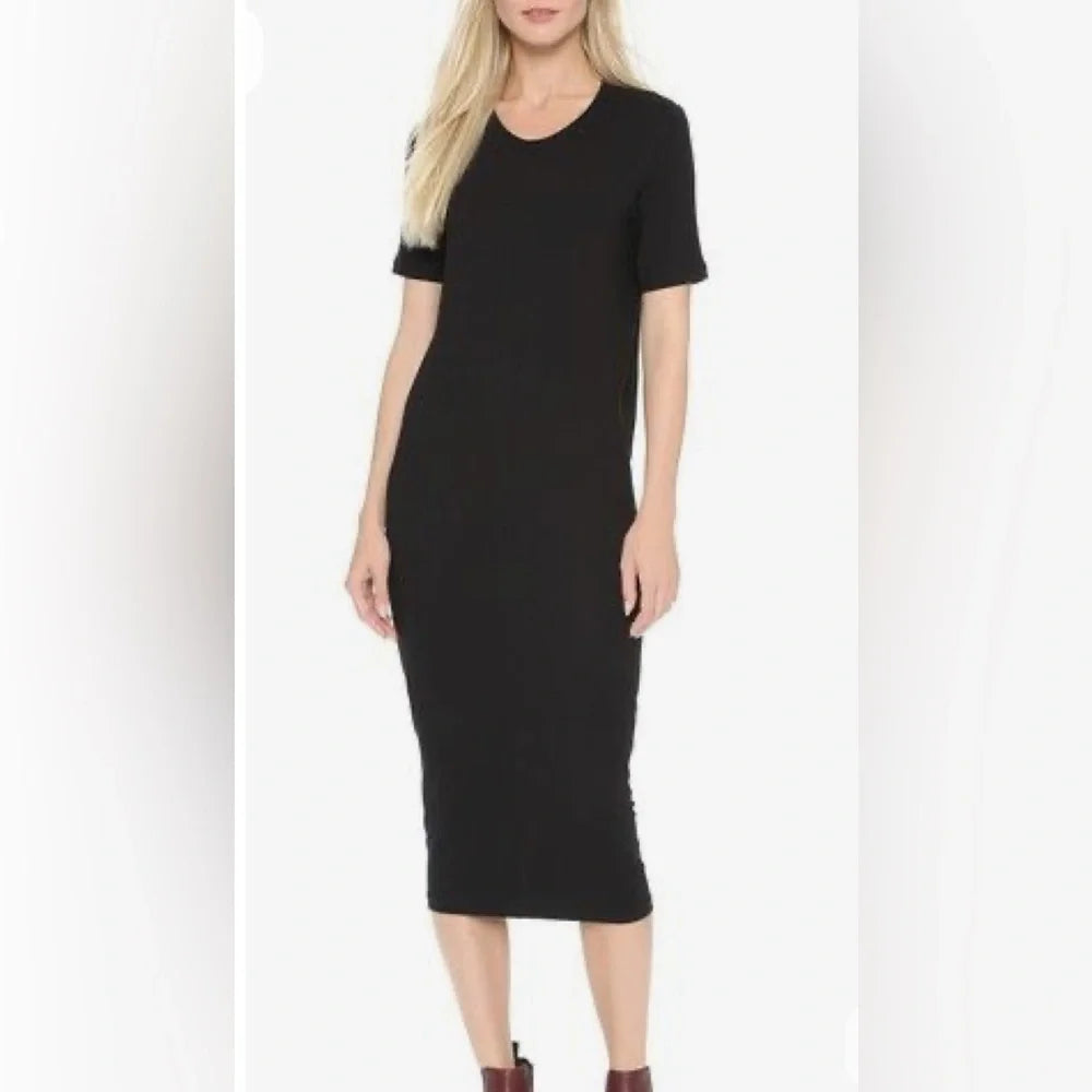 Acne Studios Stockholm. Black Cap Sleeve Jersey Dress