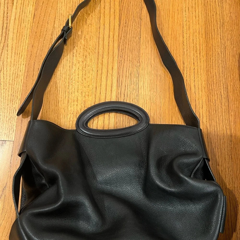 Marni ITALY. Black Lambskin Leather Shoulder Bag / Hand Bag / Crossbody Bag