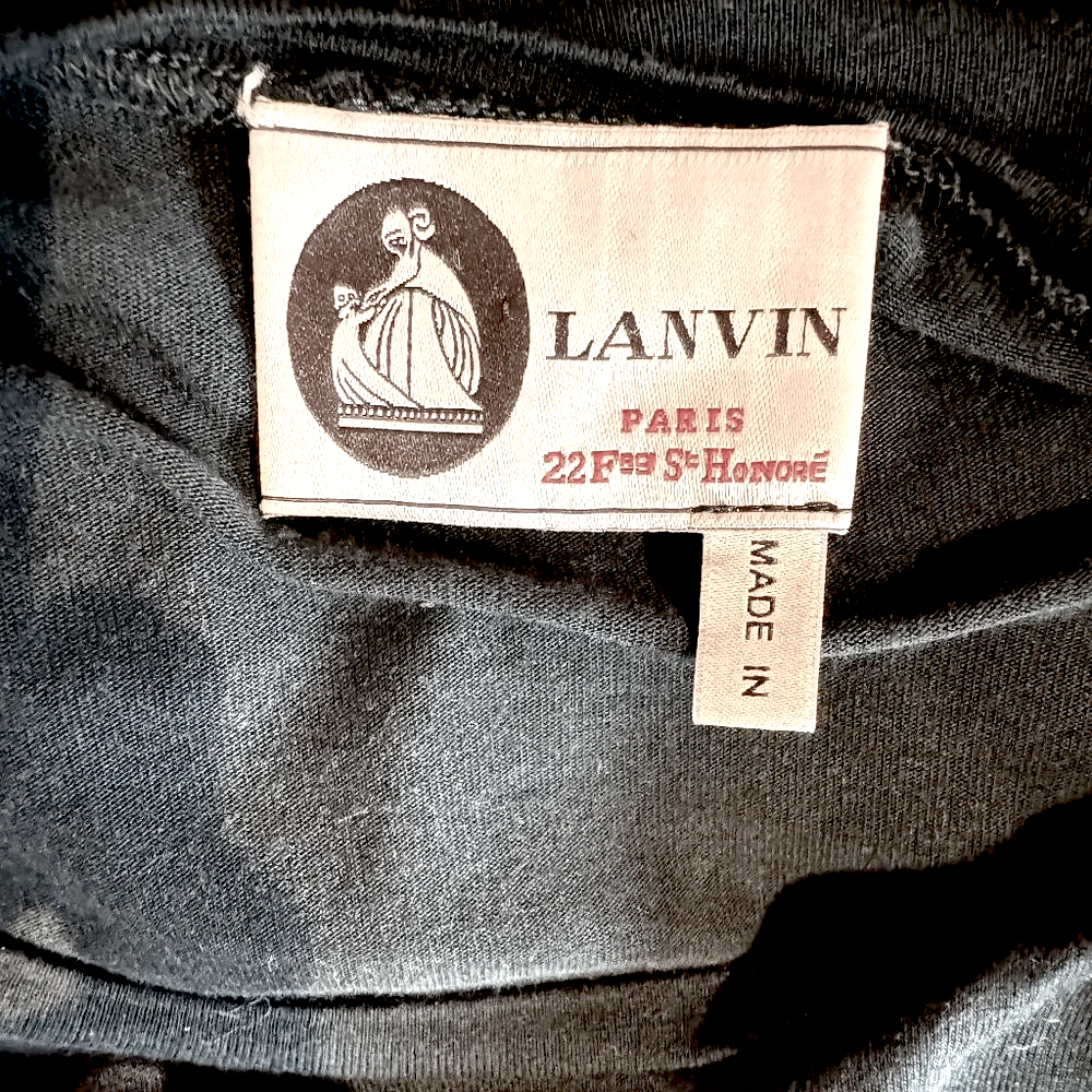 Lanvin Paris. Blue with Black & Gold Grommet Accents Short Sleeve Shirt