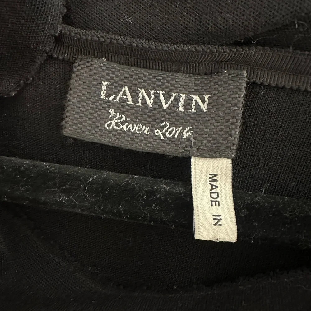 Lanvin Paris. 2014 Collection Black Wool Long Sleeve Dress