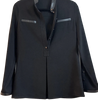 Gucci Italy. Black Coat/Blouse with Leather Trim Detail Accents