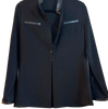 Gucci Italy. Black Coat/Blouse with Leather Trim Detail Accents