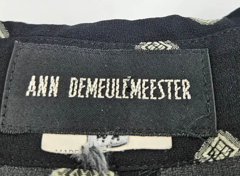 Ann Demeulemeester Belgium. Black Diamond Print Semi-Sheer Shirt Dress