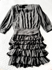 Saint Laurent Paris. HEDI SLIMANE DESIGNER DARK GRAY Ruffled Ruffled Tiered Waist Dress