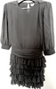 Saint Laurent Paris. HEDI SLIMANE DESIGNER DARK GRAY Ruffled Ruffled Tiered Waist Dress