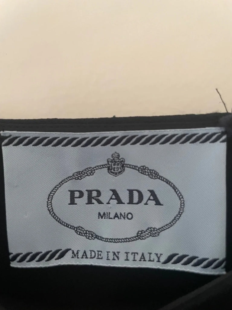 Prada Italy. 2013 Collection Black Long-Sleeve Draped Back Dress