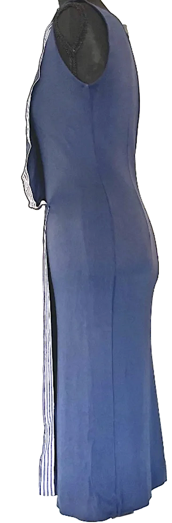 Alberta Ferretti ITALY. Blue Stretch Dress with Striped Detail