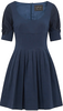 LANVIN PARIS. Vintage 2006 COLLECTION. Bateau Neckline Dark Navy Pleated Midi Dress