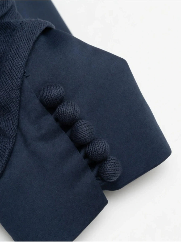 LANVIN PARIS. Vintage 2006 COLLECTION. Bateau Neckline Dark Navy Pleated Midi Dress